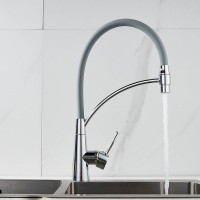 Смеситель для кухни Shevanik S743-9 с гибким изливом, хром, серый