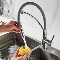 Смеситель для кухни Shevanik S743-9 с гибким изливом, хром, серый