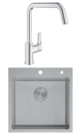 Комплект Мойка D&K DKS505004 сатин + Смеситель Grohe Eurosmart