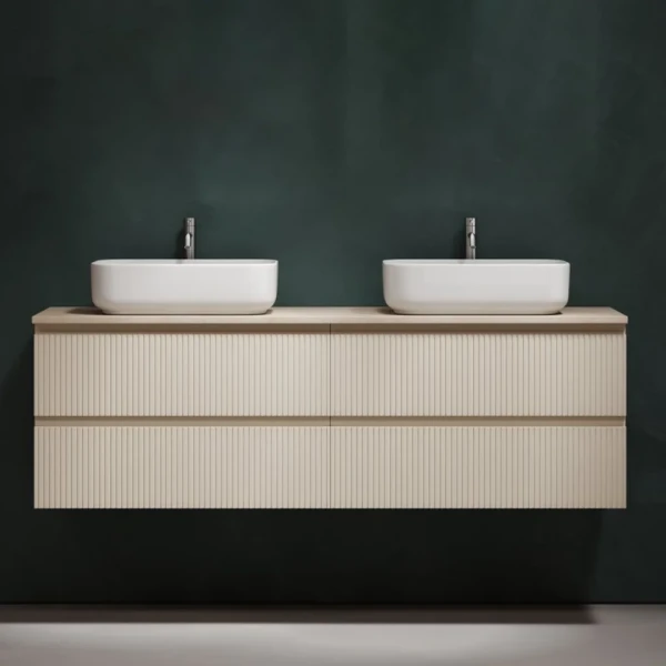 Тумба с раковиной Sancos Snob T 160 beige soft, столешница бежевая TT160A2X, раковина CN5043