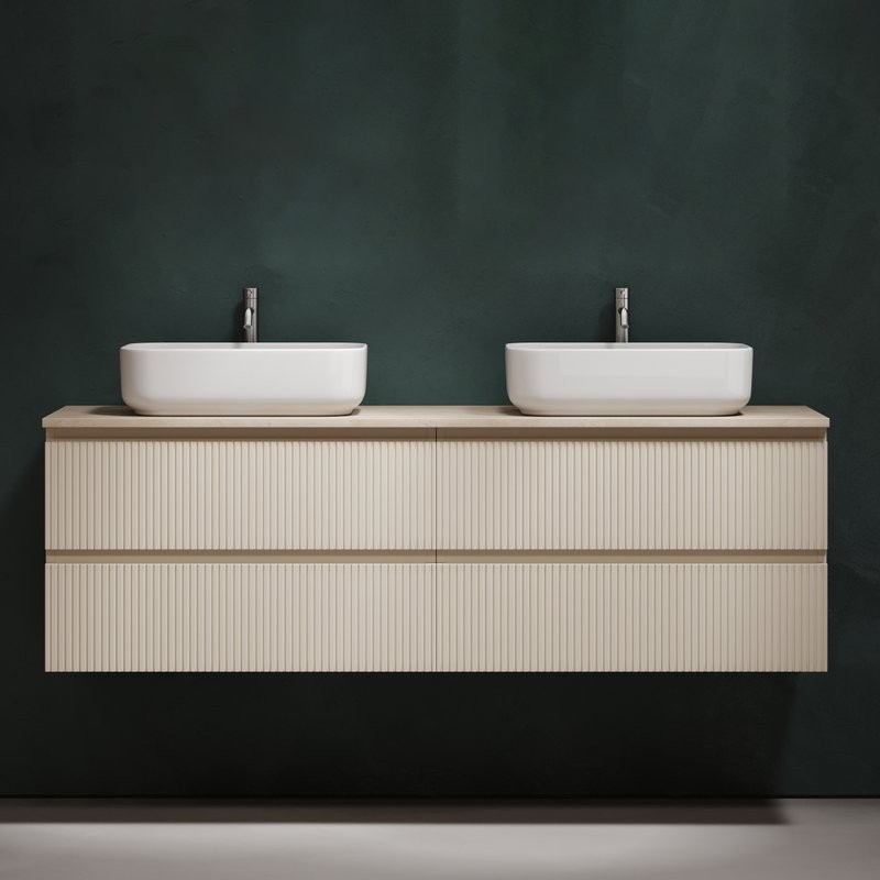 Тумба с раковиной Sancos Snob T 160 beige soft, столешница бежевая TT160A2X, раковина CN5043