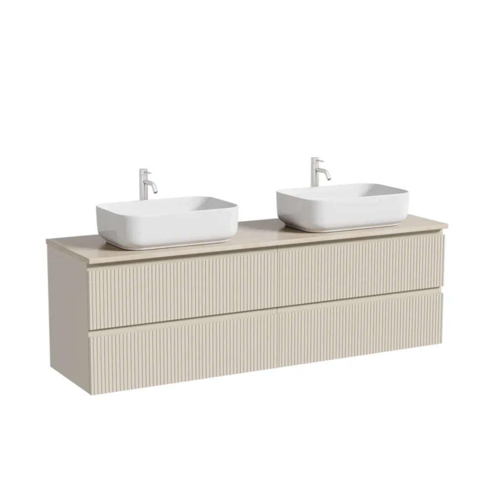 Тумба с раковиной Sancos Snob T 160 beige soft, столешница бежевая TT160A2X, раковина CN5043