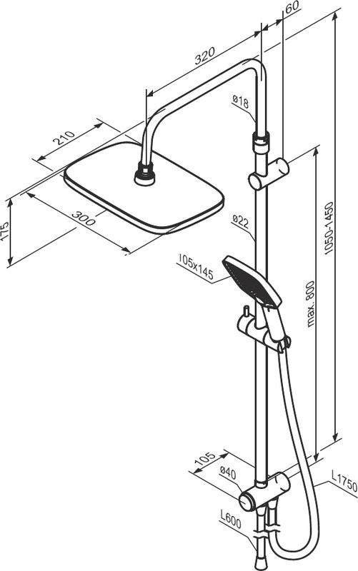 Душевой комплект Смеситель Damixa Galaxy DX7510003 + Стойка Gala 953000300
