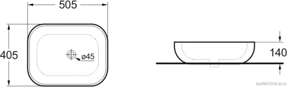 Накладная раковина Vincea VBS-101MA 51 матовый антрацит