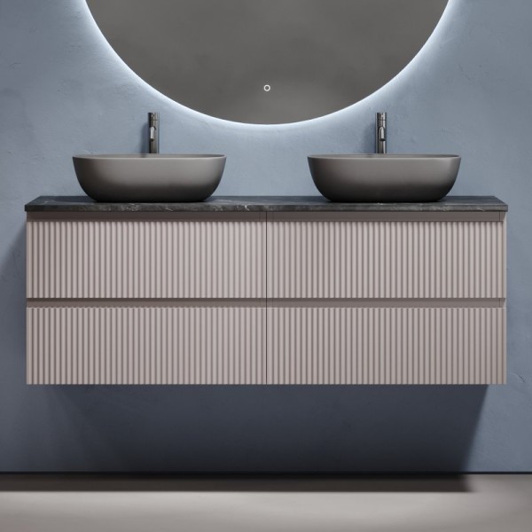 Тумба с раковиной Sancos Snob R 140 doha soft, столешница черный мрамор TT140A1X, раковина CN6009MH