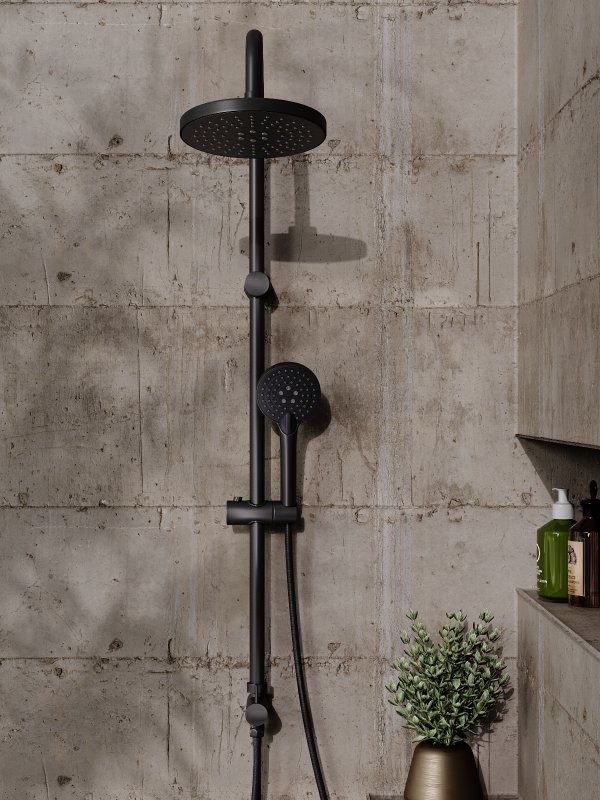 Душевой комплект Смеситель Orange Vesper M10-100b + Стойка O-Shower OW02b