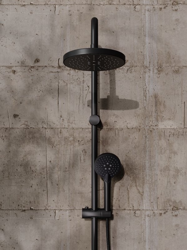 Душевой комплект Смеситель Orange Vesper M10-100b + Стойка O-Shower OW02b