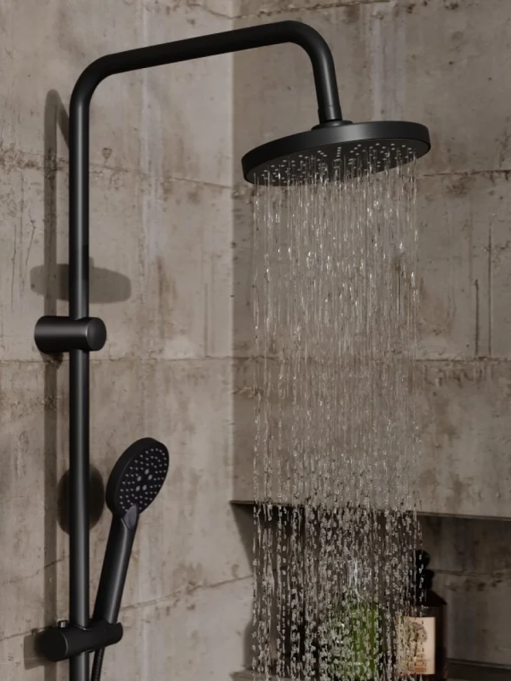 Душевой комплект Смеситель Orange Vesper M10-100b + Стойка O-Shower OW02b