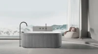 Ванна из искусственного камня AltroBagno Gianni 090215 170x75 см, отдельностоящая, овальная, на ножках, с донным клапаном, с подголовником