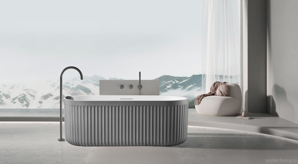 Ванна из искусственного камня AltroBagno Gianni 090215 170x75 см, отдельностоящая, овальная, на ножках, с донным клапаном, с подголовником