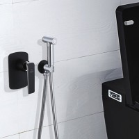 Гигиенический душ Rose R1305H со смесителем, С ВНУТРЕННЕЙ ЧАСТЬЮ, черный,хром