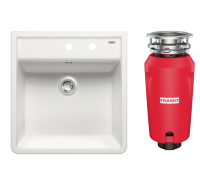 Комплект Мойка Blanco Panor 514501 белая глянцевая, два отверстия + Измельчитель Franke