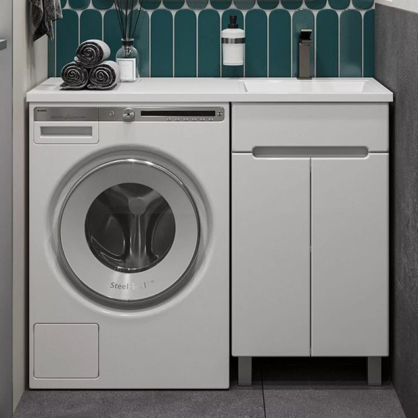 Тумба с раковиной SanStar Эллада 50 белая, раковина Эстет Даллас 1100 R