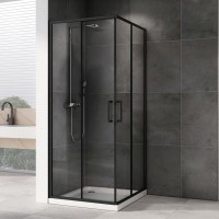 Душевой уголок Abber Schwarzer Diamant AG02080B5 80x80, профиль черный, стекло прозрачное