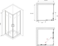 Душевой уголок Abber Schwarzer Diamant AG02080B5 80x80, профиль черный, стекло прозрачное