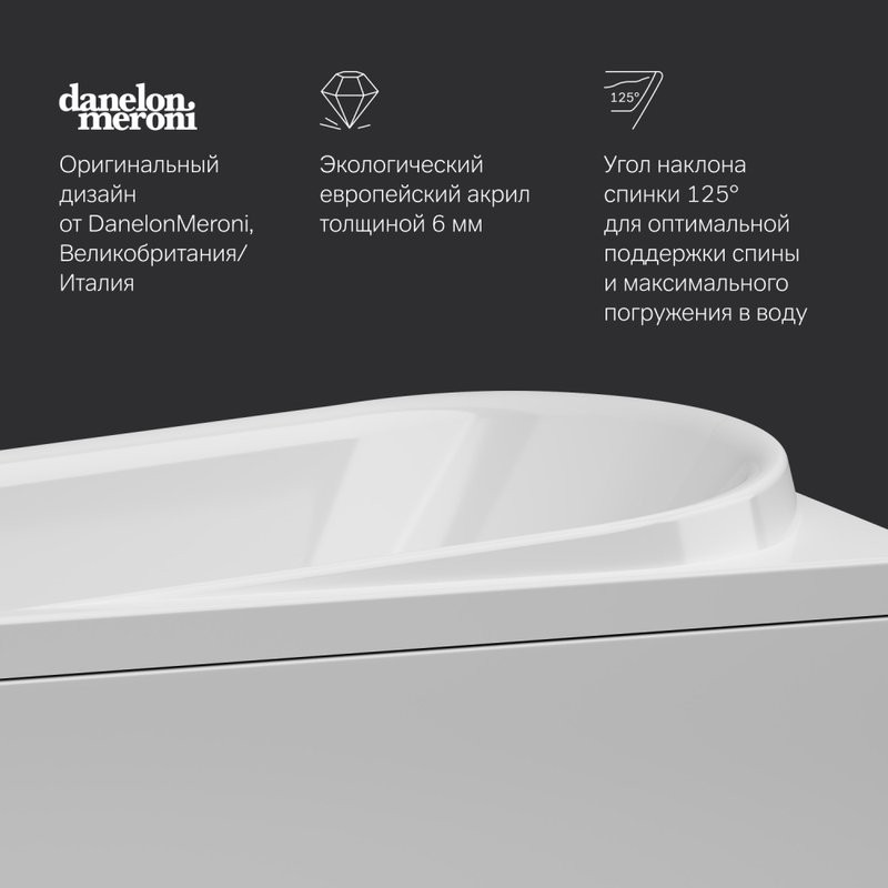 Акриловая ванна AM.PM Like 150x70 см, пристенная, белая, с каркасом