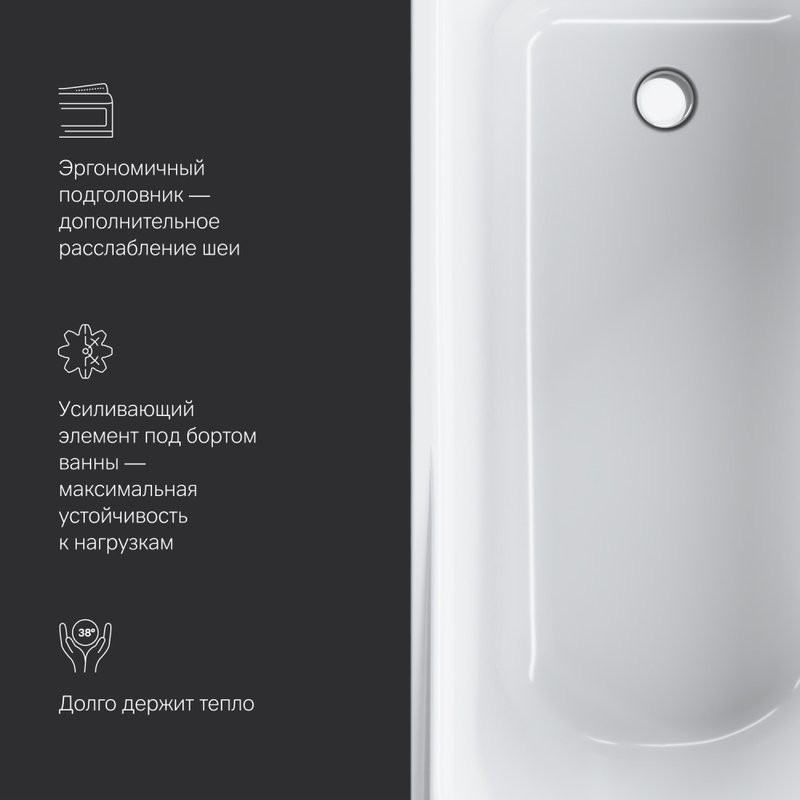 Акриловая ванна AM.PM Like 150x70 см, пристенная, белая, с каркасом