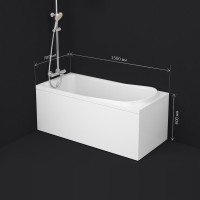 Акриловая ванна AM.PM Like 150x70 см, пристенная, белая, с каркасом