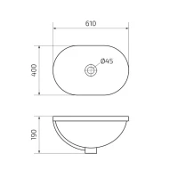 Накладная раковина GID Integrado S1004 61 глянцевая белая, овальная, фаянс