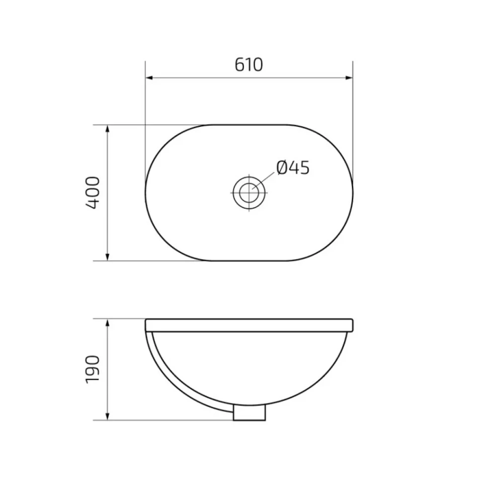 Накладная раковина GID Integrado S1004 61 глянцевая белая, овальная, фаянс