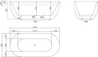 Акриловая ванна BelBagno BB70-1700-800 170x80 см, отдельностоящая, белая, овальная, на ножках, со сливом-переливом