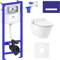Комплект Lavinia Boho Унитаз подвесной Smart V-Clean 335901RS с микролифтом + Инсталляция RelFix 38010010 + Кнопка RelFix 3805005V + Дозатор RelFix 38040010