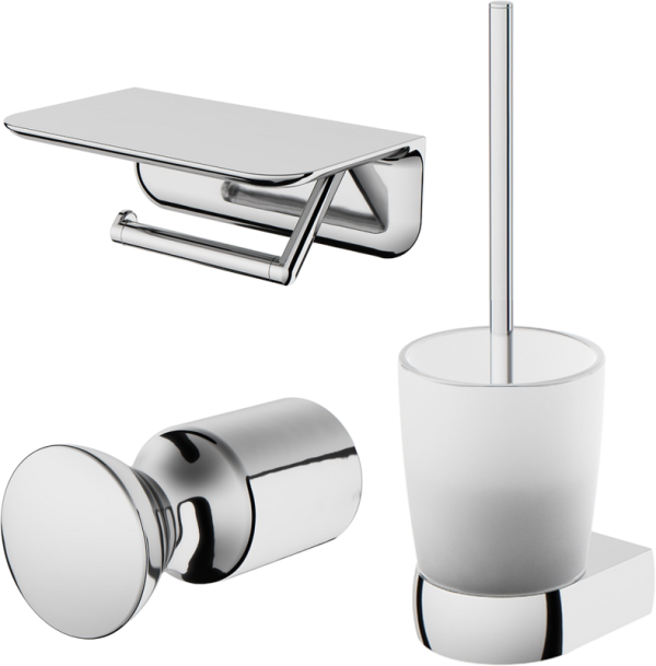 Набор Ершик AM.PM Sensation A3033300 + Держатель A30341500 с полкой для телефона + Крючок A3035500