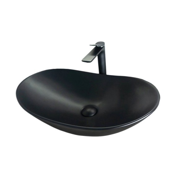 Накладная раковина GID Lago Bm9811 61 матовая черная, овальная, фаянс