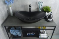 Накладная раковина GID Lago Bm9811 61 матовая черная, овальная, фаянс
