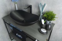 Накладная раковина GID Lago Bm9811 61 матовая черная, овальная, фаянс