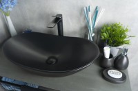 Накладная раковина GID Lago Bm9811 61 матовая черная, овальная, фаянс