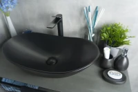 Накладная раковина GID Lago Bm9811 61 матовая черная, овальная, фаянс