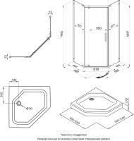 Душевой уголок Triton Дека -Блэк Щ0000059782 90х90, с поддоном, профиль черный