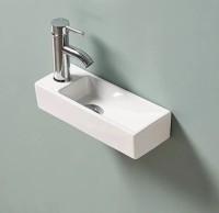 Раковина маленькая в туалет GID Suspendido N9271R 38 глянцевая белая, прямоугольная, фаянс