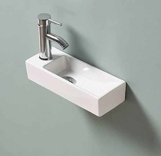 Раковина маленькая в туалет GID Suspendido N9271R 38 глянцевая белая, прямоугольная, фаянс