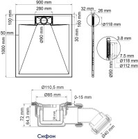 Поддон для душа Wasserkraft Main 41T22 100х90 см