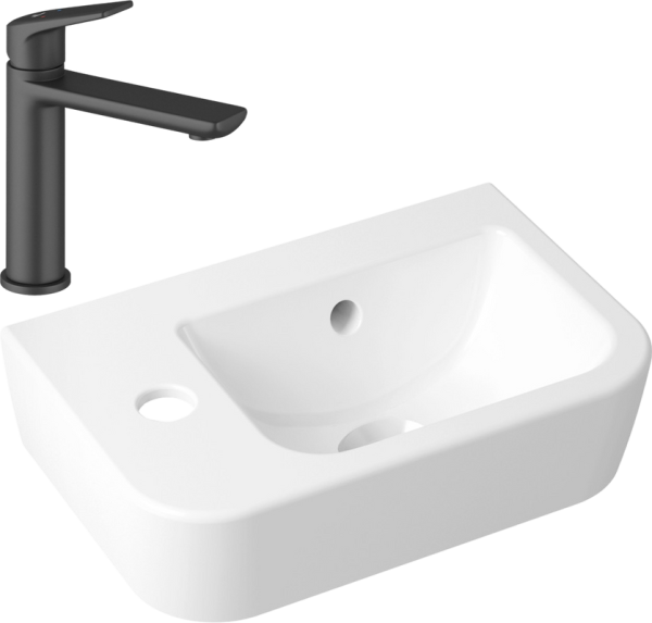 Комплект Раковина маленькая Lavinia Boho One 33310001L + Смеситель Wellsee ICON! for life 182302000 матовый черный