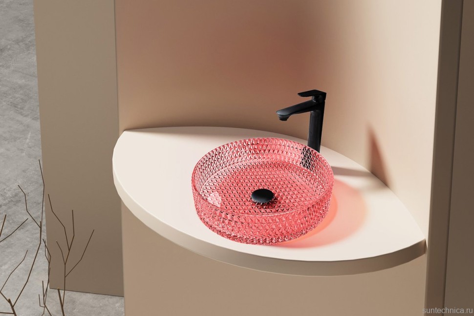 Накладная раковина Abber Glas AK2301OR 40 глянцевая красная, круглая