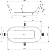 Акриловая ванна Ravak Solo XC00100025 180x80 см, отдельностоящая, белая, овальная, с каркасом, со сливом-переливом