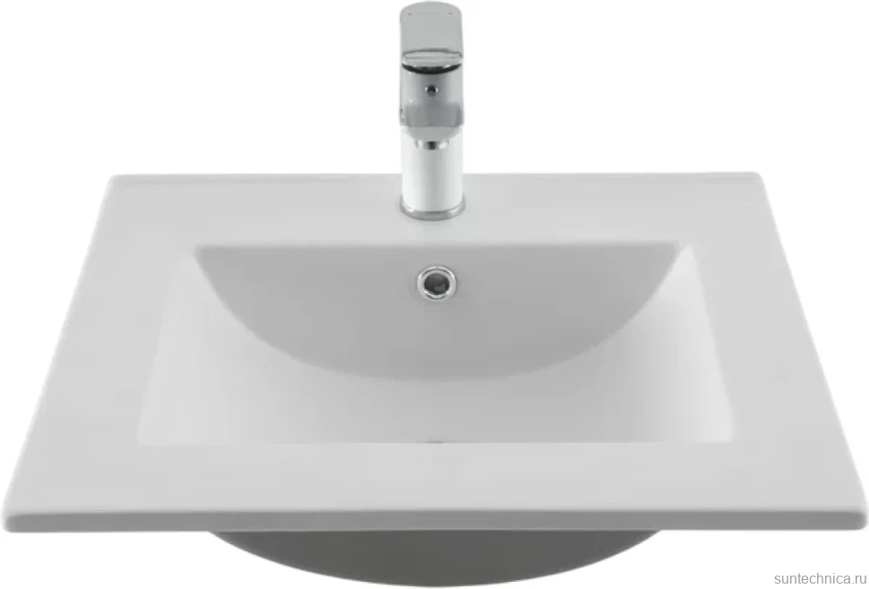 Мебельная раковина Aquanet Flat 51 накладная, глянцевая белая, прямоугольная, фаянс