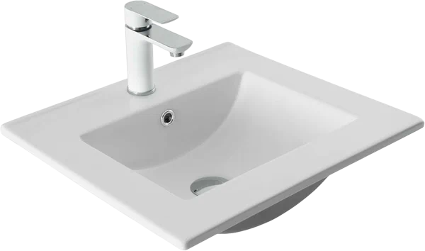 Мебельная раковина Aquanet Flat 51 накладная, глянцевая белая, прямоугольная, фаянс