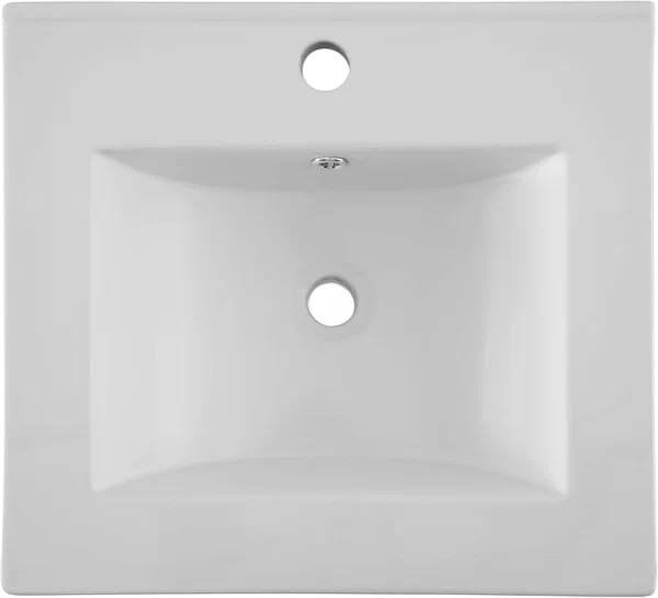 Мебельная раковина Aquanet Flat 51 накладная, глянцевая белая, прямоугольная, фаянс