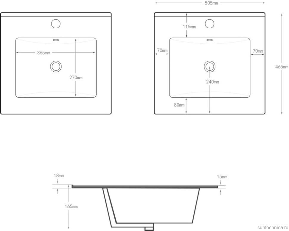 Мебельная раковина Aquanet Flat 51 накладная, глянцевая белая, прямоугольная, фаянс