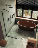 Душевая перегородка Maybahglass MGD-689-6у 89 см, профиль черный, стекло прозрачное