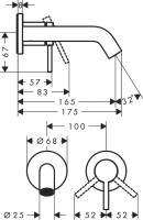 Смеситель для раковины Hansgrohe Tecturis S 73350700 С ВНУТРЕННЕЙ ЧАСТЬЮ матовый белый