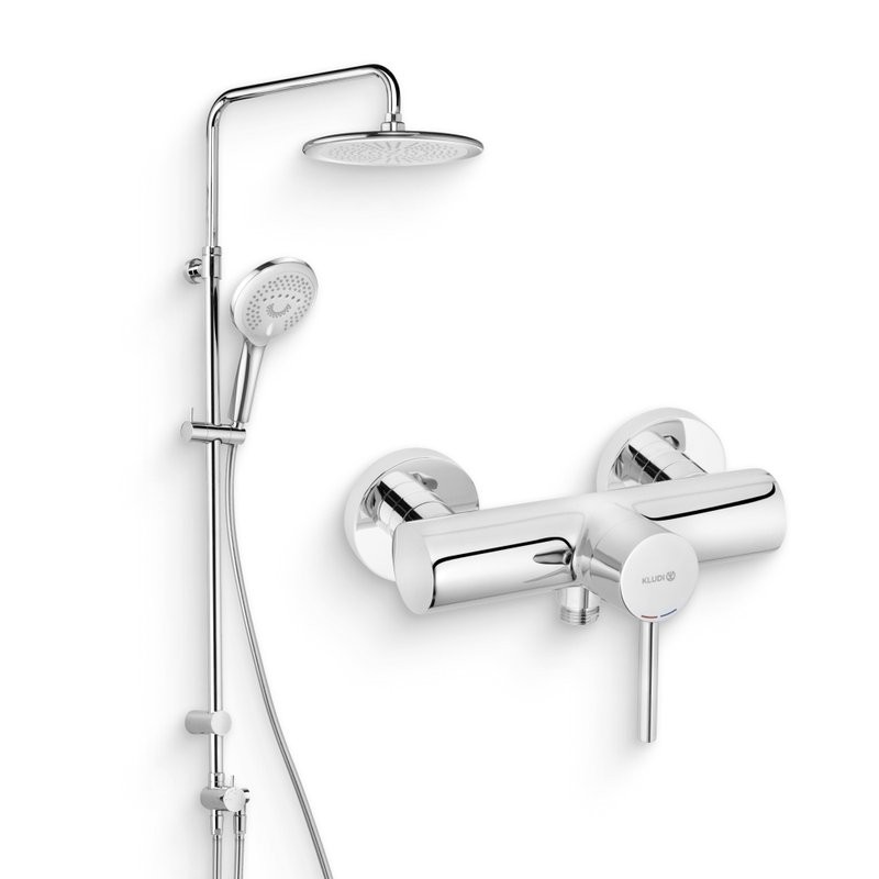 Душевой комплект Смеситель для душа Kludi Bozz 388310576 хром + Стойка Freshline dual shower system 6709005-00
