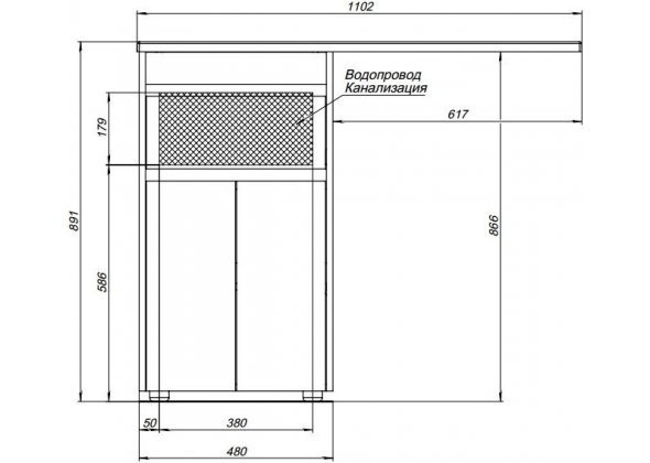 Мебель для ванной комнаты Aquanet Токио 48 1 ящик, 2 двери L