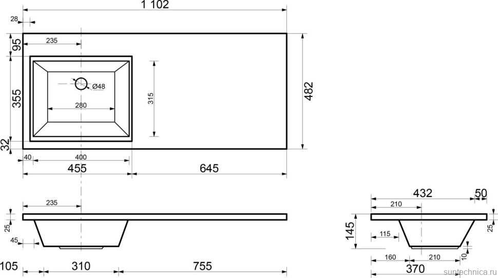 Мебель для ванной комнаты Aquanet Токио 48 1 ящик, 2 двери L