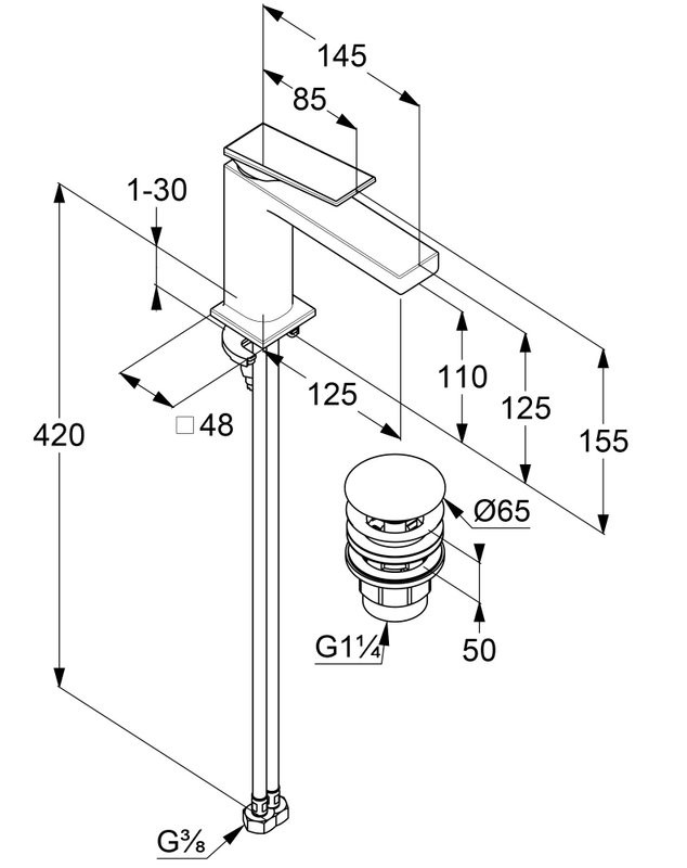 Смеситель для раковины Kludi Decus 54288N075 брашированное золото