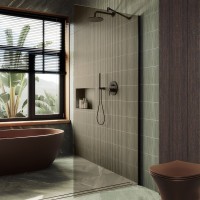 Душевая перегородка Maybahglass MGD-678-6ш 109 см, профиль черный, стекло бронза